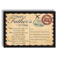 (Custom Name) Letter To Dad Personalized Father's Day Gift For Dad Stepdad From Daughter Postcard Canvas Framed Print