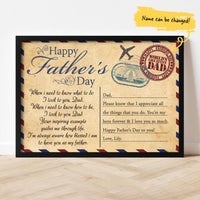 (Custom Name) Letter To Dad Personalized Father's Day Gift For Dad Stepdad From Daughter Postcard Canvas Framed Print