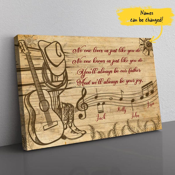 (Custom Name) We'll Always Be Your Joy Vintage Music Wood Background Personalized Father's Day Gift For Dad Stepdad Canvas Poster