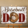 (Up to 4 Kids) Baseball Dad Personalized Father's Day Gift For Dad Stepdad Baseball Lover Canvas Poster Framed