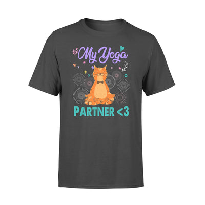 My Yoga Partner for Cat Lovers Meditation Lovely Funny - T-Shirt - Dreameris