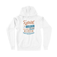 Retired Welder Just Like A Regular Welder Only Happier Retro Vintage Dad Granpa Retirement Gift - Premium Hoodie - Dreameris