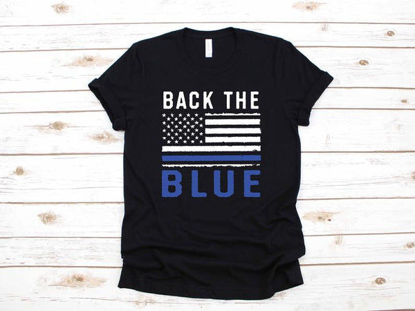 Dreameris Police Back The Blue Usa Flag Law Enforcement Gift T Shirt Long Sleeve Sweatshirt  Hoodie Tank Top - Dreameris