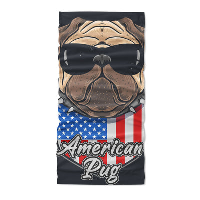 American pug with black glasses coll pug cute dog - Neck Gaiter - Dreameris