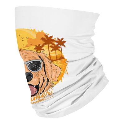 Summer golden dog with coconut tree island - Neck Gaiter - Dreameris