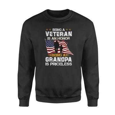 Being A Veteran Is An Honor Being A Grandpa Is Priceless Flag - Standard Crew Neck Sweatshirt - Dreameris