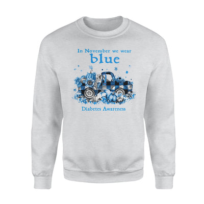 In November We Wear Blue Diabetes Awareness - Premium Crew Neck Sweatshirt - Dreameris
