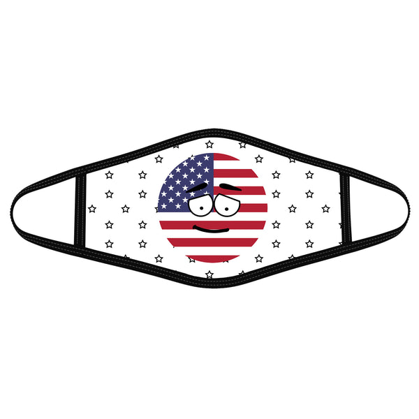 America Flag Shy Cute - Polyblend Face Mask - Dreameris