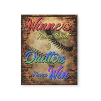 baseball winneres never quilt quitters never win - Matte Canvas - Dreameris