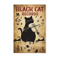 Black cat records music on world off -Matte Canvas - Dreameris