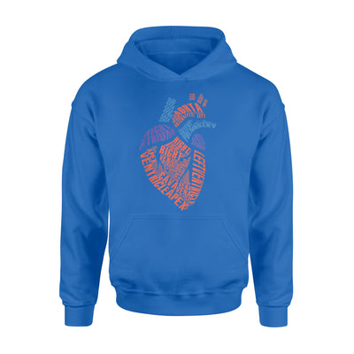 Anatomical Heart Shirt Parts Of Heart Cardiac Nurse - Premium Hoodie - Dreameris