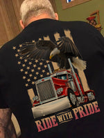 Ride With Pride Trucker Eagle American Flag Standard/Premium T-Shirt Hoodie - Dreameris