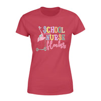 Back To School Tshirt School Nurse Flock Flamingo - Premium Women's T-shirt - Dreameris