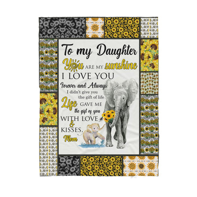 To My Daughter Elephant & Sunflower The Gift Of You Gift From Mom - Sherpa Blanket - Dreameris