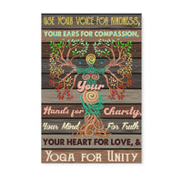 Use Your Voice For Kindness Yoga For Unity - Matte Canvas - Dreameris