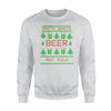 Santa Wants Beer Not Milk Pixel Art Beer Pinetree Funny Christmas - Premium Crew Neck Sweatshirt - Dreameris