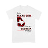Just A Texas Girl Living In A Georgia World Texas And Georgia State Map - Standard T-shirt - Dreameris
