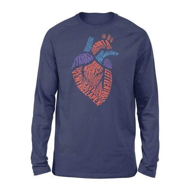 Anatomical Heart Shirt Parts Of Heart Cardiac Nurse - Premium Long Sleeve - Dreameris