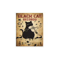 Black cat records music on world off -Matte Canvas - Dreameris