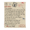 FF Air Mail To My Daughter Whenever Your Journey In Life May Take You Love Mom Fleece Blanket - Dreameris