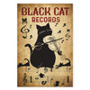 Black cat records music on world off -Matte Canvas - Dreameris