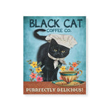 Black cat coffee co purrfectly delicious -Matte Canvas - Dreameris