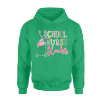 Back To School Tshirt School Nurse Flock Flamingo - Standard Hoodie - Dreameris