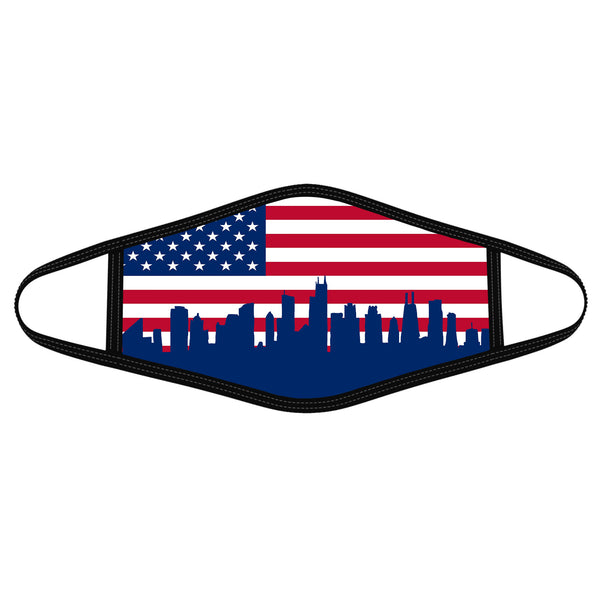 Chicago City Inside America Flag - Polyblend Face Mask - Dreameris