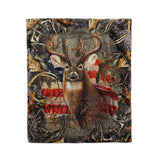 Dreameris Deer Hunting America Flag - Fleece Blanket - Dreameris