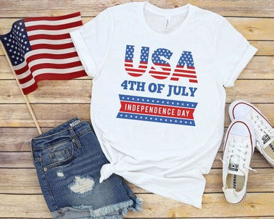 4th Of July Usa Flag Independence Day Freedom Day Gift White Men Women Cotton T Shirt - Dreameris