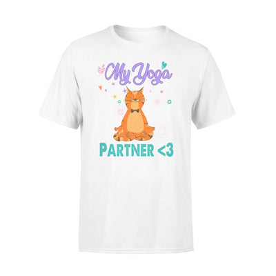My Yoga Partner for Cat Lovers Meditation Lovely Funny - T-Shirt - Dreameris