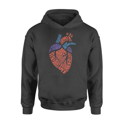 Anatomical Heart Shirt Parts Of Heart Cardiac Nurse - Standard Hoodie - Dreameris