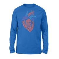 Anatomical Heart Shirt Parts Of Heart Cardiac Nurse - Standard Long Sleeve - Dreameris