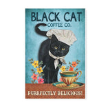 Black cat coffee co purrfectly delicious -Matte Canvas - Dreameris