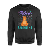 My Yoga Partner for Cat Lovers Meditation Lovely Funny - Standard Crew Neck Sweatshirt - Dreameris