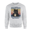 Black Cat I Hate Morning People And Mornings And People - Premium Crew Neck Sweatshirt - Dreameris