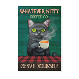 Black cat coffee serve yourself -Matte Canvas - Dreameris