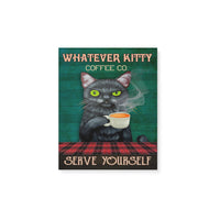 Black cat coffee serve yourself -Matte Canvas - Dreameris