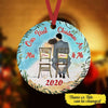 Personalized First Christmas Wedding Couple -  Circle Ornament - Dreameris