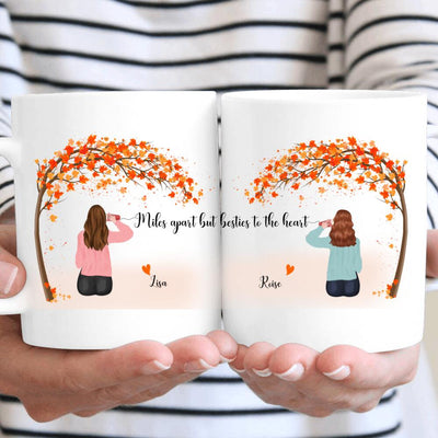 Personalized Gifts for Best Friends Fall Season Miles Apart But Besties To The Heart - Mug - Dreameris