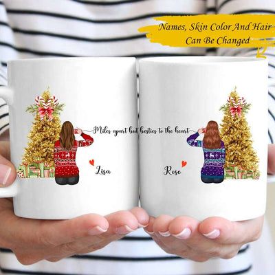 Personalized Winter Season Miles Apart But Besties To The Heart Gift For Christmas - Mug - Dreameris