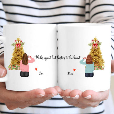 Personalized Winter Season Miles Apart But Besties To The Heart Gift For Christmas - Mug - Dreameris