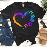 Personalized Dog Paw Heart Rainbow Custom Name Gift For Dog Lovers - Standard T-shirt - Dreameris