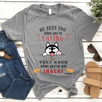 Personalized Funny Siberian Husky Dog They See You When You Are Eating Gift For Dog Lovers - Standard T-shirt - Dreameris