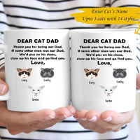 Personalized Dear Cat Dad From Cute Cat Custom Name Gift For Cat Lovers Father's Day - Coffee Mug - Dreameris