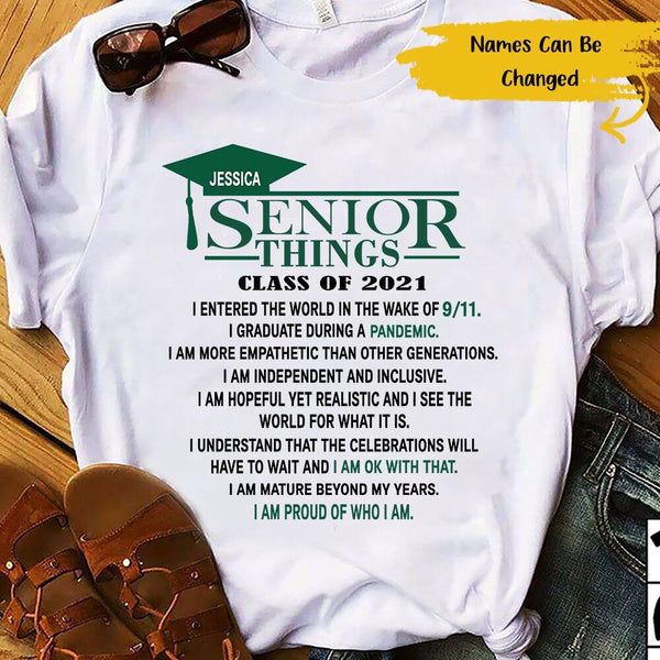 Personalized Senior Things 2021 Gift For Students Custom Name Graduate - Standard T-shirt - Dreameris