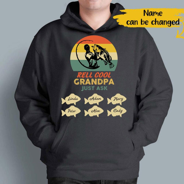 Personalized Vintage Reel Cool Grandpa Just Ask Custom Name Gift For Grandfather - Standard T-shirt Hoodie - Dreameris