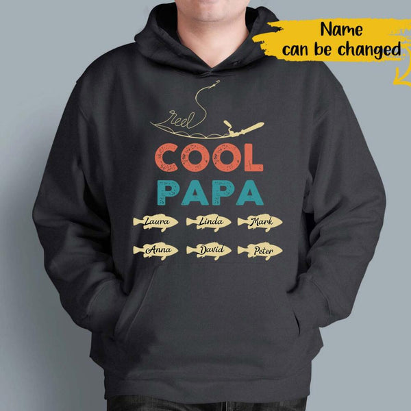 Personalized Vintage Reel Cool Papa Fishing Custom Name Gift For Dad -Standard T-shirt Hoodie - Dreameris