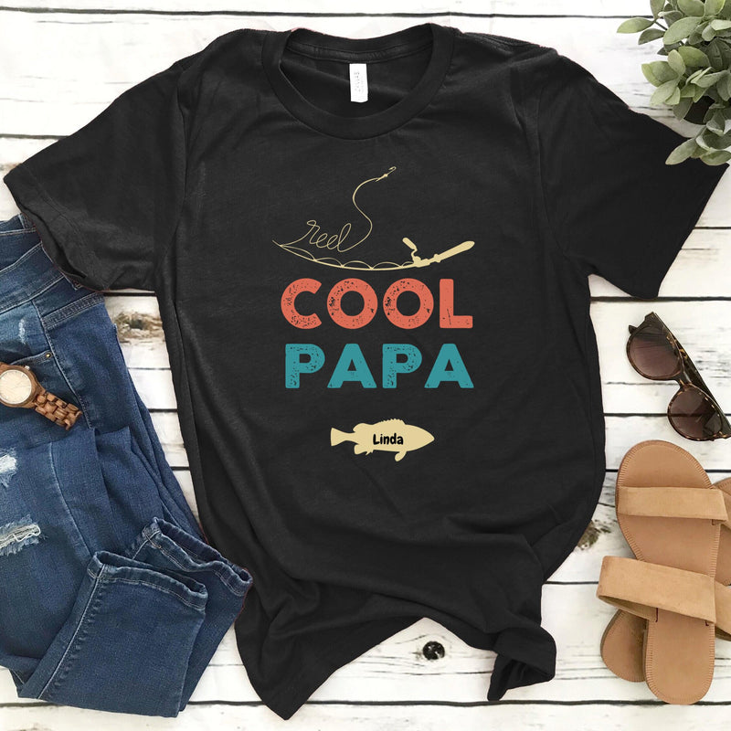 Personalized Vintage Reel Cool Papa Fishing Custom Name Gift