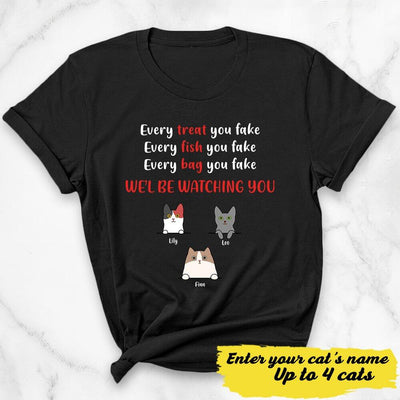Personalized Funny Cat Watching You Custom Name Gift For Cat Lovers - Standard T-shirt Hoodie - Dreameris